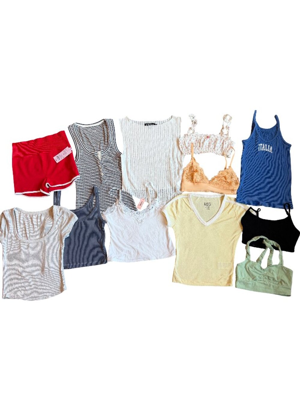 Assorted Brands Ribbed Tank Cami Bralette Tee Shorts Bundle X-Small Women's NWT